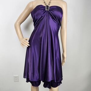 VTG La Scala Purple Babydoll Halter Fit Flare Dress Beaded Chain Whimsigoth 80s